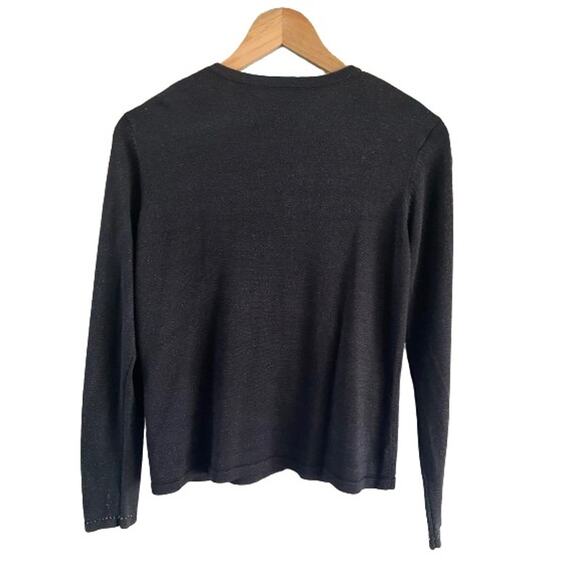 Emma James Silk Blend Black Beaded Metallic Thread Hook Front Cardigan‎ Sz S - Picture 2 of 10